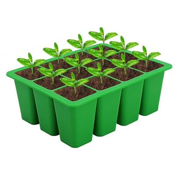 Silicone Seed Starting Tray,Flower Plant Starter Kit Reusable Silicone Bottom Seedling Trays with Drain Hole Base for Seed Germination and Plant Propagation,Vegetable Seeds,Herb Seeds