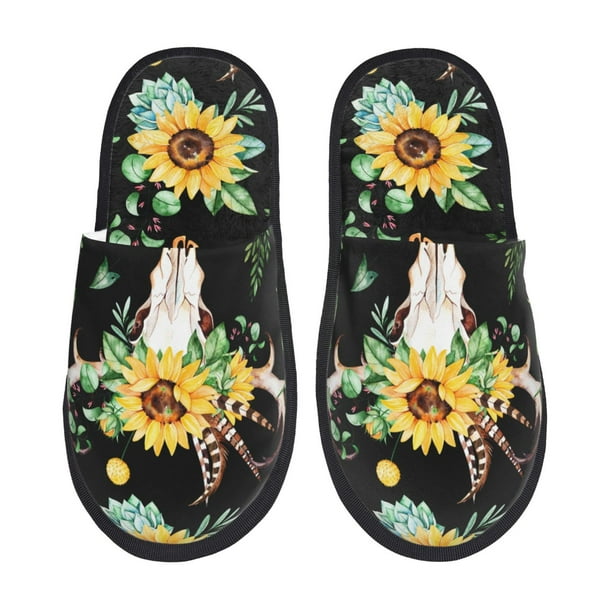 Balery Pantuflas de Casa de Felpa Silenciosas con Diseño Estampado, Zapatillas Cómodas Antideslizantes de Algodón para Interior-Medium