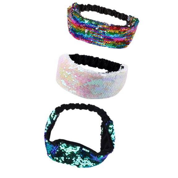 LOLIPPYY 3pcs Women's Glitter Hair Bands Color Changing Headwear for Girls Daily Use