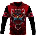 thumbnail image 2 of Sudadera con capucha y sudadera unisex con estampado 3D completo de águila/cuervo y tatuaje Vegvisir en rojo, con cremallera y chándales casuales, 2 of 5