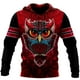 thumbnail image 2 of Sudadera con capucha y sudadera unisex con estampado 3D completo de águila/cuervo y tatuaje Vegvisir en rojo, con cremallera y chándales casuales, 2 of 5