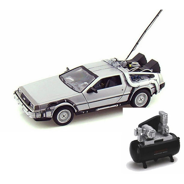 Diecast Car Air Compressor Package Back To The Future Delorean Time Machine Silver Welly 22443w 24 1 24 Scale Diecast Model Toy Car W Air Compressor Walmart Com Walmart Com