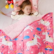 Sivio Kids Weighted Blanket, Breathable Sofa Heavy Blanket, Pink Unicorn 5lbs 36 x 48 inches, Helps Bedroom Sleep