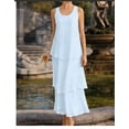 thumbnail image 4 of Dresses for Women Sleeveless Fashion Solid Tiered Chiffon Casual Flowy A-Line Maxi Dress Black XXL, 4 of 8