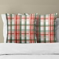 thumbnail image 3 of Christmas Plaid Throw Pillow Covers 16x16 Set of 2, Red and Green Checkered Stripe Decorative Pillow Cases Cotton Linen Cushion Cover for Living Room Bed Sofa Car Home Decor, 3 of 4
