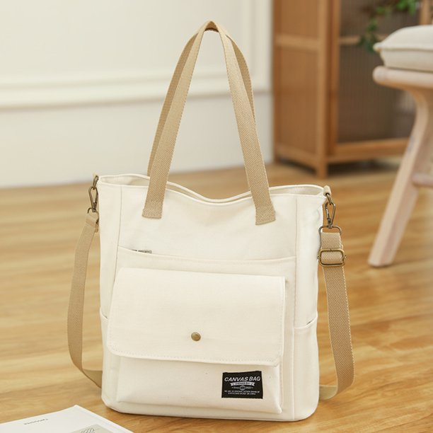 Bolso bandolera de lona Bolso bandolera de gran capacidad Bolso tote retro (Blanco) Sywqhk Para Estrenar