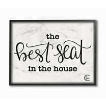 The Stupell Home Decor Collection The Best Seat In The House Black and White Script Typography Black Framed Giclee Texturized Art