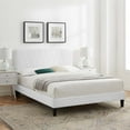 thumbnail image 2 of Platform Bed Frame, King Size, Velvet, White, Modern Contemporary Urban Design, Bedroom Master Guest Suite, 2 of 10