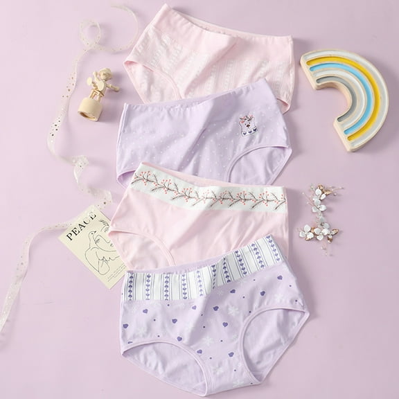 ETHZZLE Breathable Ladies Underwear Cotton Elastic Fiber Assorted Color M L XL XXL Girls Students Daily Wear