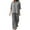 Gray, variant on Women Linen 2 Piece Outfits Long Sleeve High Low Shirts Wide Leg Pants Set Loose Fall Lounge Set, L