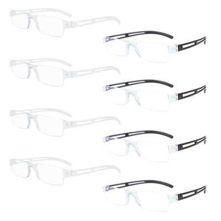 8 Pack Reading Glasses, Blue Light Blocking Computer Reading Glasses for Women and Men, Anti Glare Lightweight Readers (4 Clear+4 Brown,+1.00)