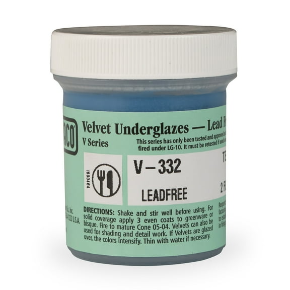 Amaco Velvet Underglaze, 2 oz., Teal Blue
