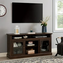 Greenpod Modern Farmhouse TV Stand for TVs up to 65", TV Console Table Entertainment Center for Living Room, Brown