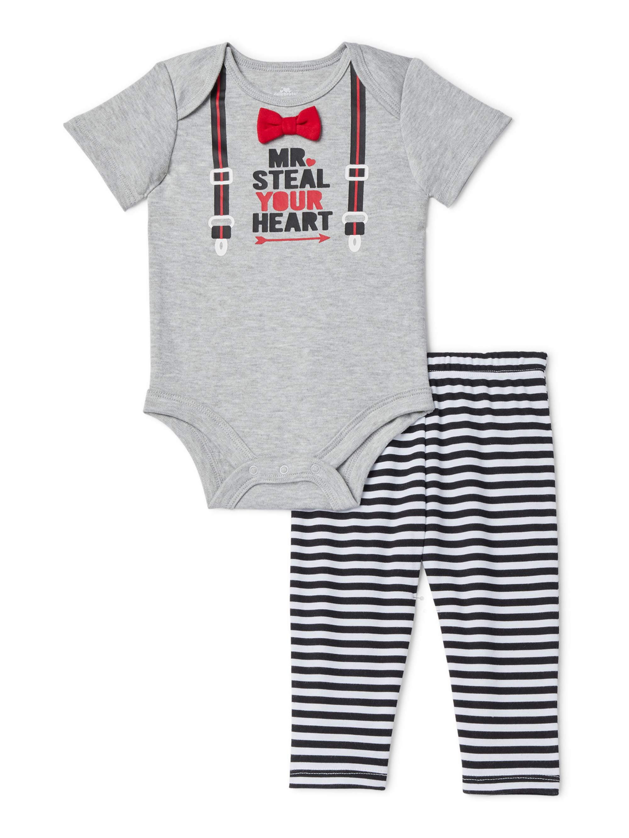 Way To Celebrate Way To Celebrate Baby Boy Steal Your Heart Valentine S Bodysuit And Pants 2 Piece Set Walmart Com Walmart Com
