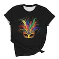 thumbnail image 6 of Erwazi Mardi Gras T-Shirt for Women Graphic Printed Short Sleeve Crew Neck Carnival Party Shirt Top, 6 of 6