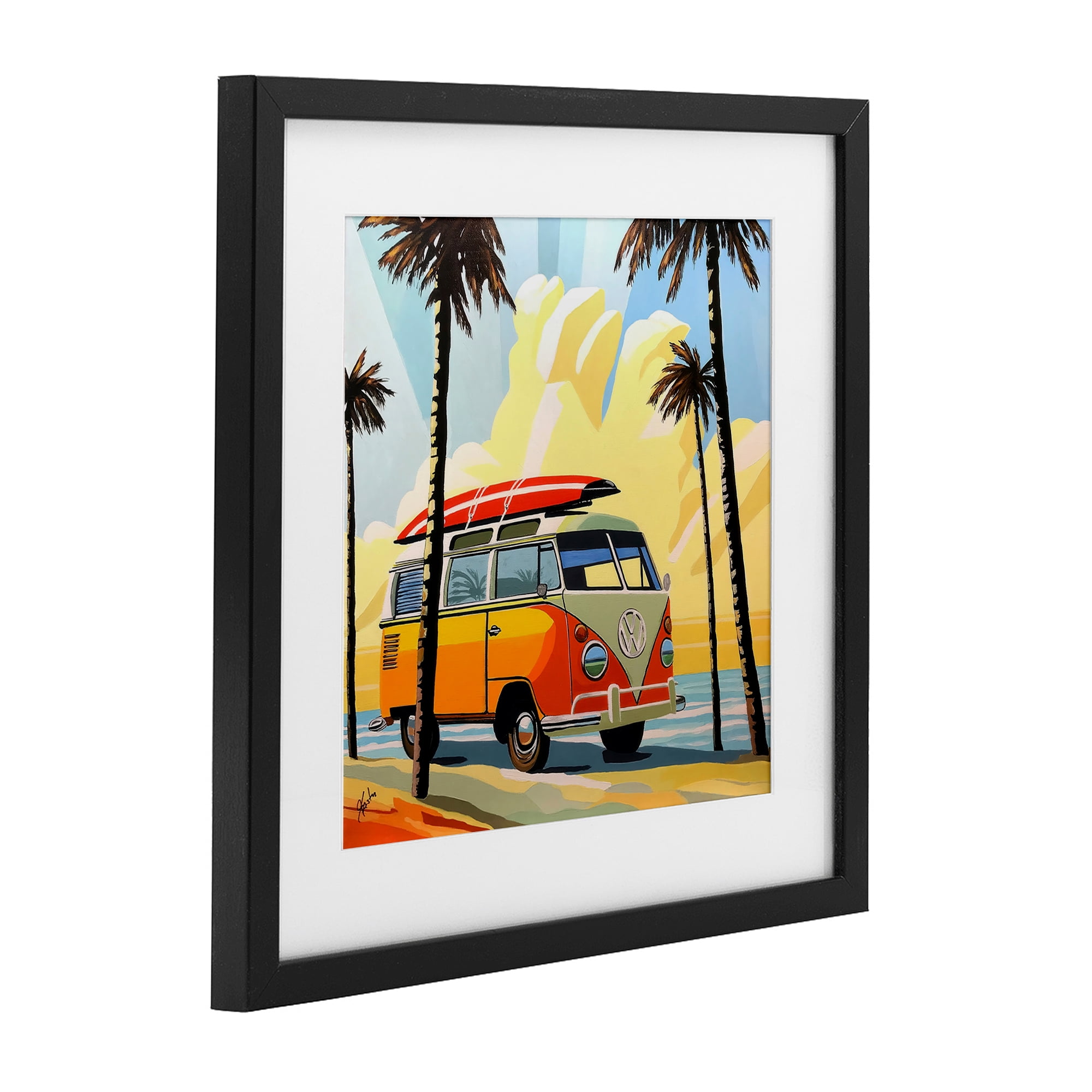 Stupell Industries Road Trip Beach Van Black Framed Print Under Glass, design by John Jaster