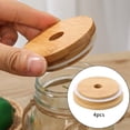thumbnail image 2 of Juego de 4 tapas de bambú para tarros, a prueba de fugas, reutilizables, con anillo de sellado para tarros. 86 mm, 2 of 9