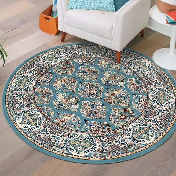 Unique Loom Narenj Collection Area Rug - Sheffield (5' 3" Round Blue/Beige)