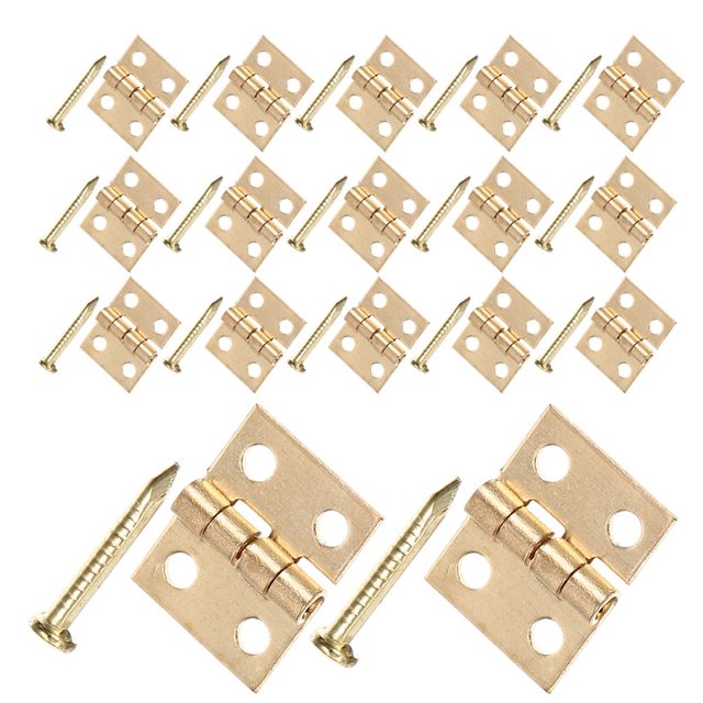 OULII 50Sets Small Brass Cabinet Door Hinges with Bulk Packaging for Crafts and Furniture Hardware