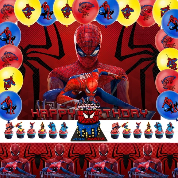 Globos decorativos para fiesta de cumpleaños alusivos a Spiderman Rojo