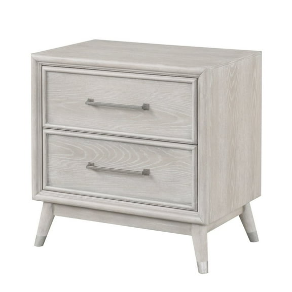 Roundhill Furniture Seluna 2-Drawer Bedroom Nightstand with built-in USB port, Gray Oak Finish