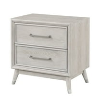 Roundhill Furniture Seluna 2-Drawer Bedroom Nightstand with built-in USB port, Gray Oak Finish