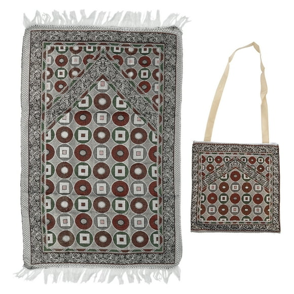 Muslim Rug Cotton Yarn Pilgrimage Blanket Islamic Worship Mat with Bag Prayer Teaching Supplies