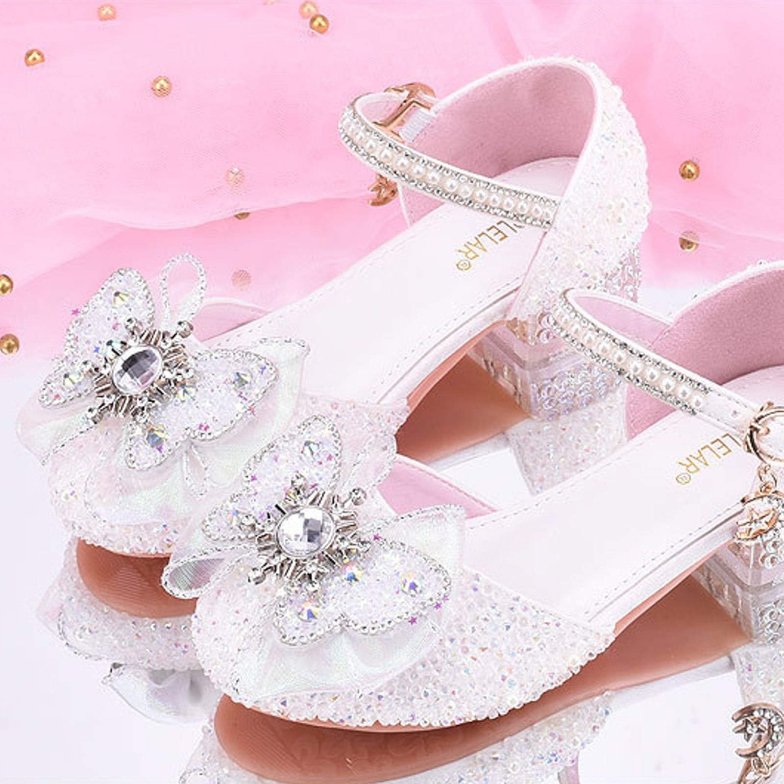 Girls white heeled sandals hotsell