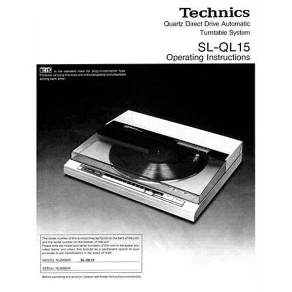 Instruction Manual ONLY for Technics SL-QL15 Turntable Owners Instruction Manual REPRINT