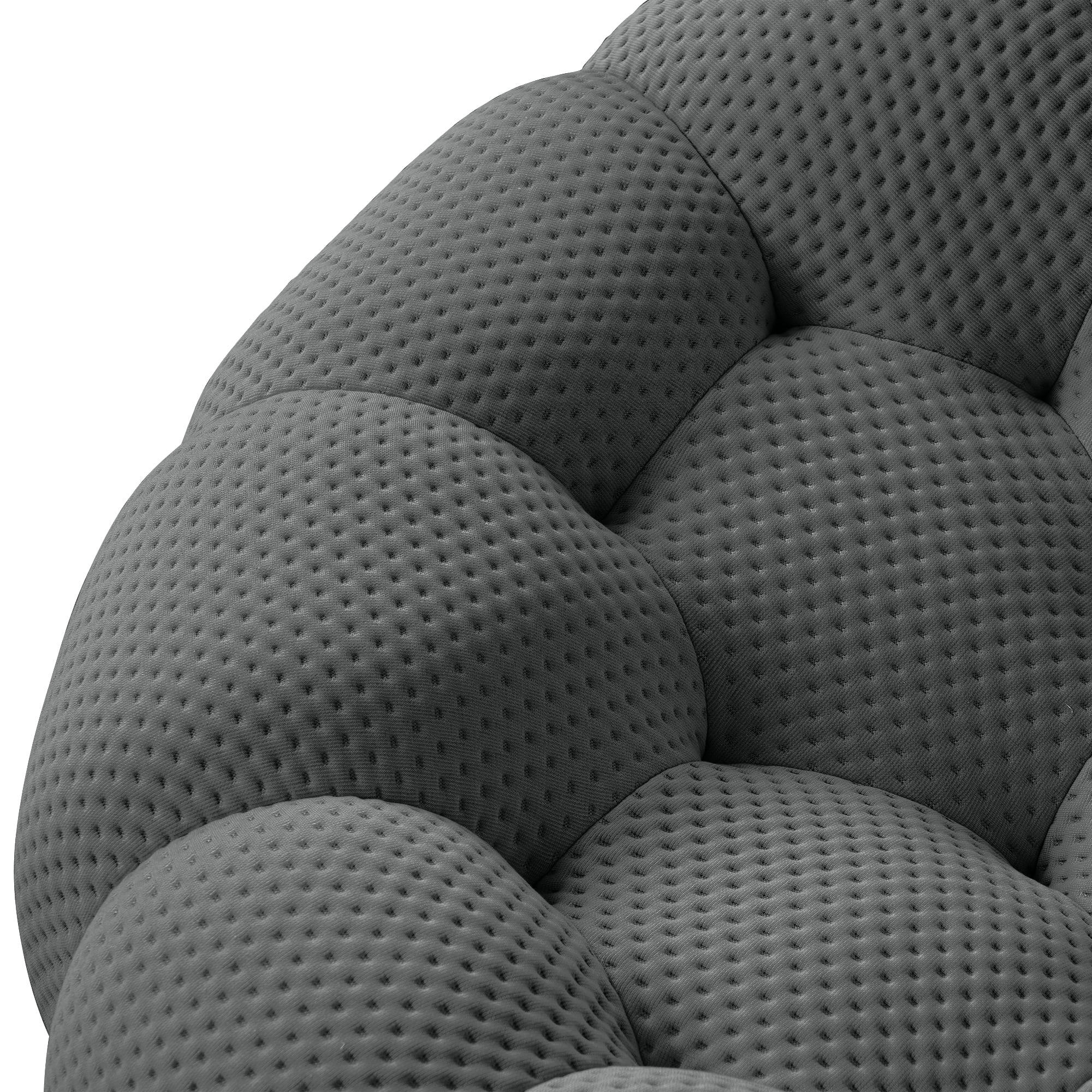 bokifol 98.43"Curved Sofa,3 Seater Modern Upholstered Mesh Fabric Lazy Floor Sofa,3D Honeycomb Shape for Modern Living Room,Office and Apartment(Grey)