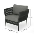 thumbnail image 4 of GDF Studio Sefora Outdoor Aluminum and Rope Club Chairs with Cushions, Set of 2, Black and Gray, 4 of 9