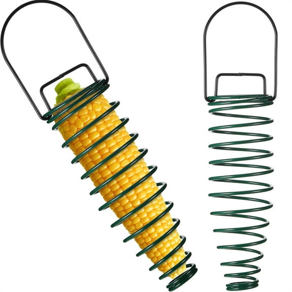 Hanging Squirrel Feeder,2 Pack Metal Corn Cob Holder,Outdoor Squirrel Feeder for Squirrel Bird, Green