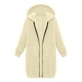 thumbnail image 4 of TrendOFT Long Hoodies for Women Zip up Long Sleeve Tunic Sweatshirt Oversized Casual 2025 Fall Jacket Coat with Pocket Beige L, 4 of 5