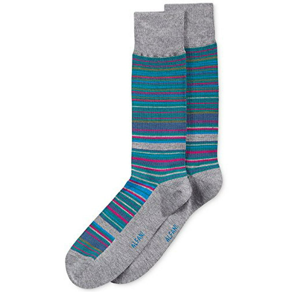 Alfani - Alfani Men's Variegated-Stripe Crew Socks (Grey/Teal, Sock ...