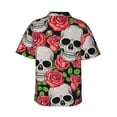 thumbnail image 3 of Picia Skull and Roses Gentle Cotton Regular Fit Short Sleeve Casual Hawaiian Shirt for Men-Medium, 3 of 9