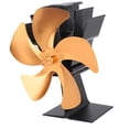 thumbnail image 3 of Ventilador de estufa de 5 aspas con motor de calor, ventilador de chimenea autogenerado para estufa de leña, color dorado, 3 of 14