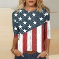 thumbnail image 2 of Save On Summer American Flag Graphic T-Shirt for Women，Ladies Patriotic Tee Shirts Usa Flag Star Tee Shirts Crew Neck 3/4 Length Sleeve Tops Independence Day Blouses formal Trendy 2025 Tunic Clothes, 2 of 5