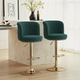 thumbnail image 3 of Farini 2-Pack Swivel Bar Stools, Adjustable Upholstered Counter Height Stools with Backrest & Metal Base for Kitchen Island, Dining Room,  Green, 3 of 7