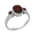 thumbnail image 1 of LBG British Made Solid 925 Sterling Silver Natural Garnet Womens Anniversary Ring - 33 size options - Size 12, 1 of 6