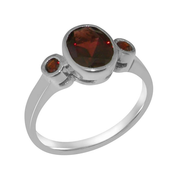 LBG British Made 14k White Gold Natural Garnet Womens Anniversary Ring - 33 size options - Size 10