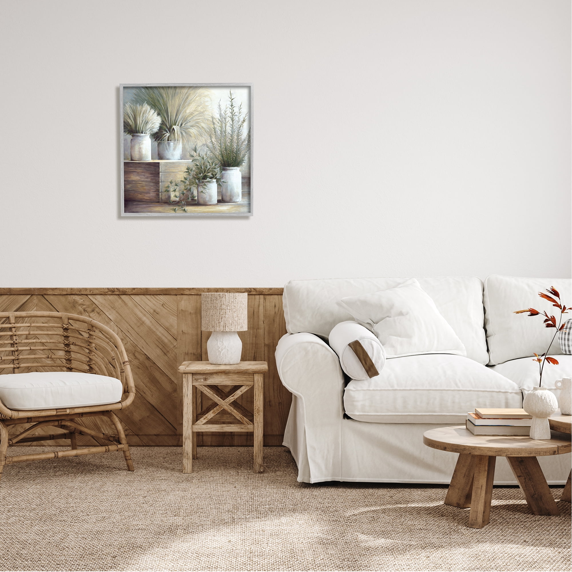 Stupell Industries Mixed Potted House Plants Indoor Garden Still Life Painting Gray Framed Art Print Wall Art, Design by White Ladder