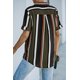 thumbnail image 1 of ABPHQTO Camisa De Mujer De Manga Corta Con Botones De Rayas Negras Y Marrones, 1 of 5