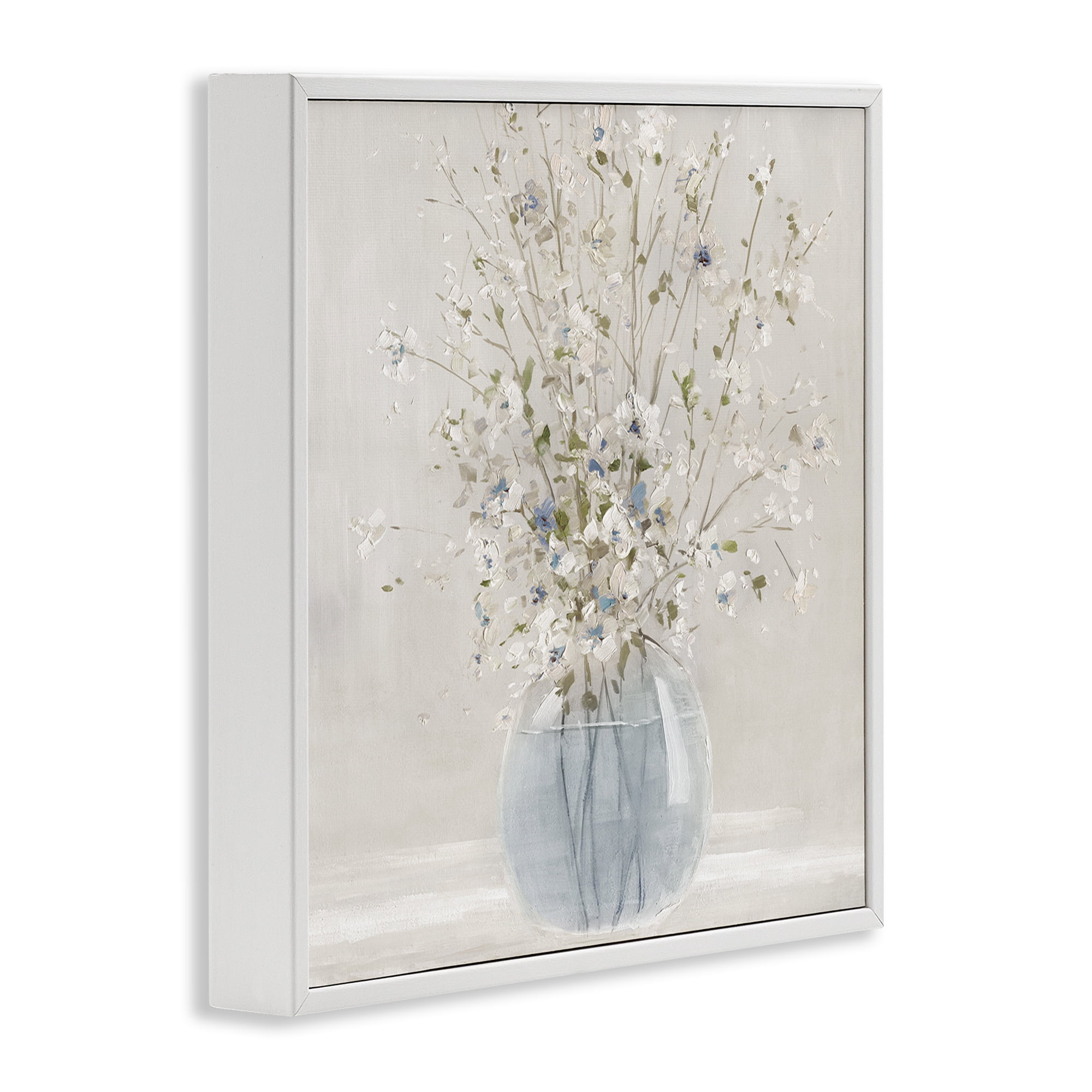 Stupell Industries Serene Glass Vase Bouquet White Framed Giclee Art, design by Carol Robinson