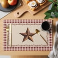 thumbnail image 2 of Western Texas Star Retro Placemats Set of 6, Rustic Vintage Farm Red Beige Plaid Placemats for Dining Table, Place Mats for Kitchen Tabletop, Waterproof Wipeable Dining Table Mats Set, 2 of 9