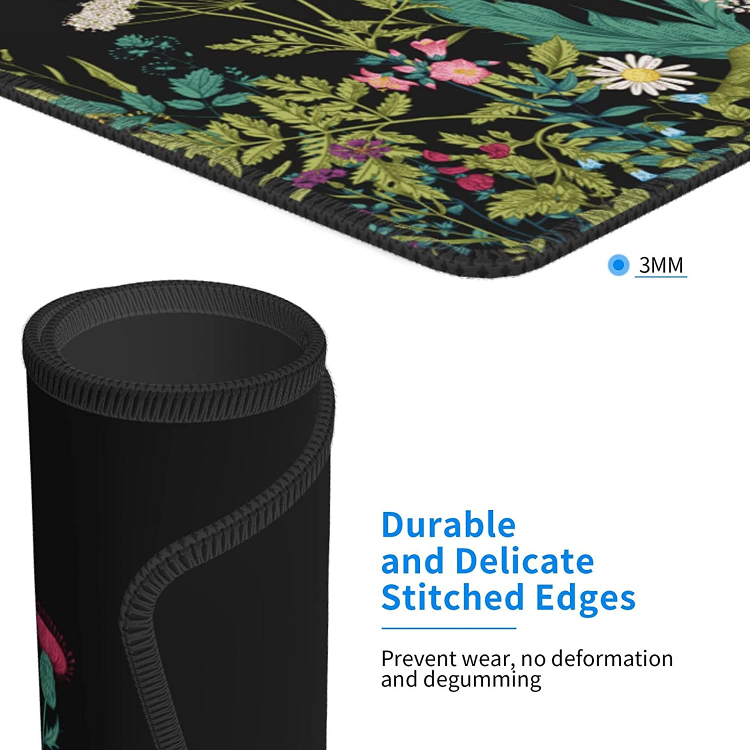 Garden Flowers Mouse Pad,Small Mouse Pad with Stitched Edge for Gaming, Mouse Mat Square Waterproof Mouse Pad Non Slip Rubber Base Landscape Mousepads for Office Laptop, 10"X8" Inch