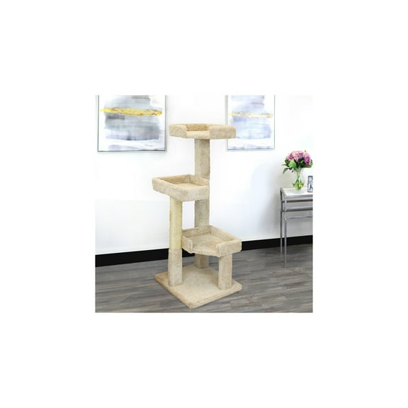 New Cat Condos 51" Solid Wood Large Cat Tree