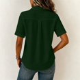 thumbnail image 7 of Women's Loose Fit Short Sleeve Button Up Flared Front Back Pleats Shirt Blouse Top Comfy Office Casual | CSEONE,Army Green L, 7 of 7