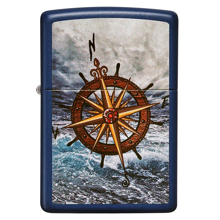 Zippo Compass Design Navy Matte Pokcet Lighter - Walmart.com