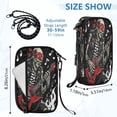 thumbnail image 2 of RFID Blocking Travel Passport Wallet Red Guitar Punk Skeleton Water Resistant Document Organizer, Multi Pockets Anti-Theft Card Holder with Detachable Strap for Travel Vacation, 2 of 8