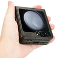 thumbnail image 6 of Feishell Case for Samsung Galaxy Z Flip 6 Retro Texture Premium PU Leather with Credit Card Holder Pocket Slim Fit for Women Men Protective Phone Case,Black, 6 of 6